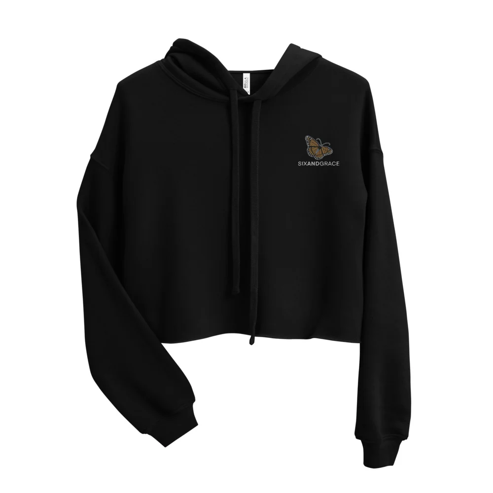 Black Butterfly crop hoodie