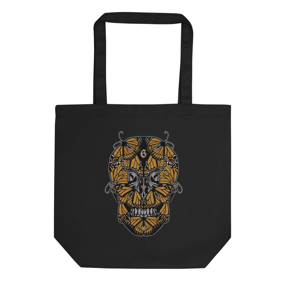Black Butterfly Skull eco tote bag