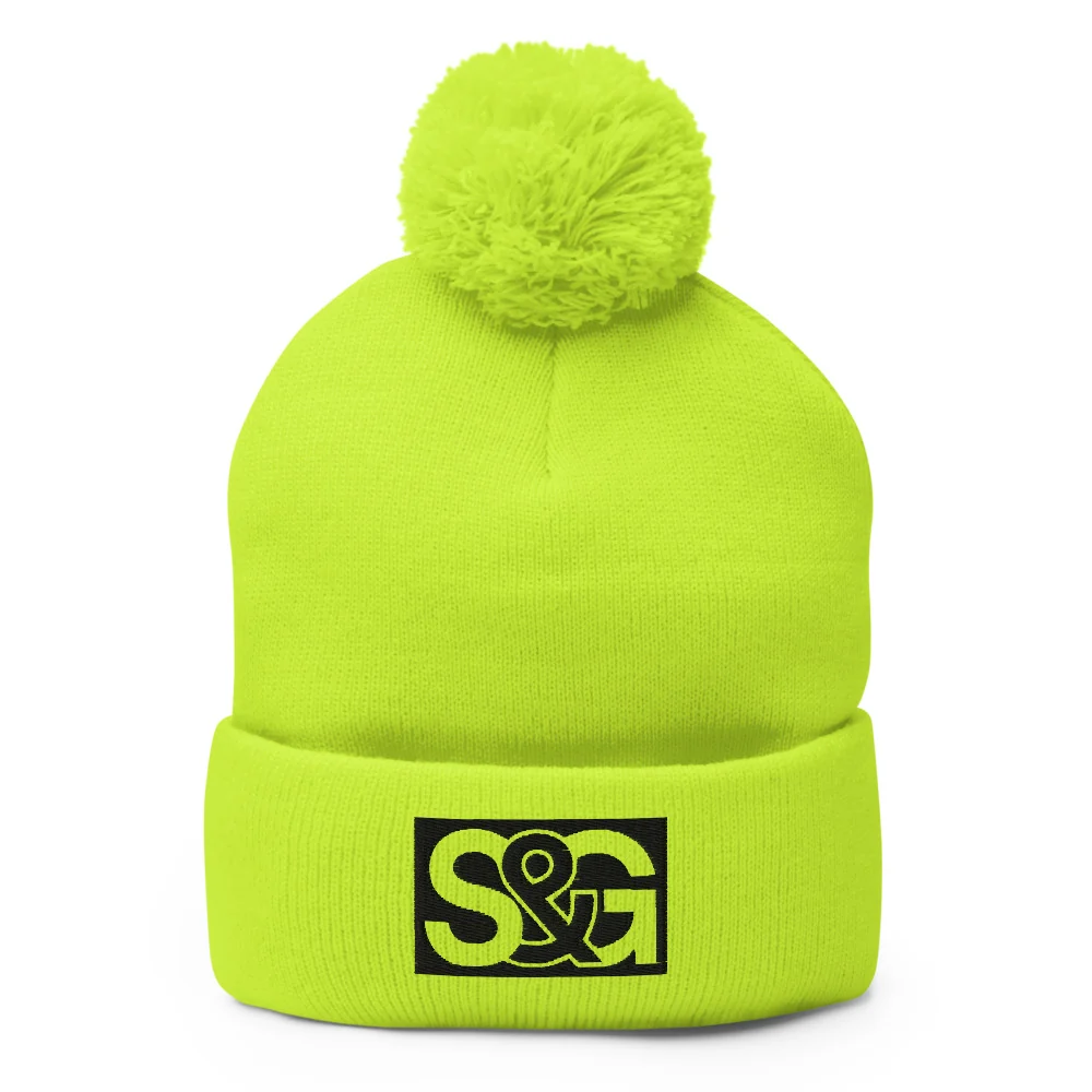 Neon S and G pom-pom toque
