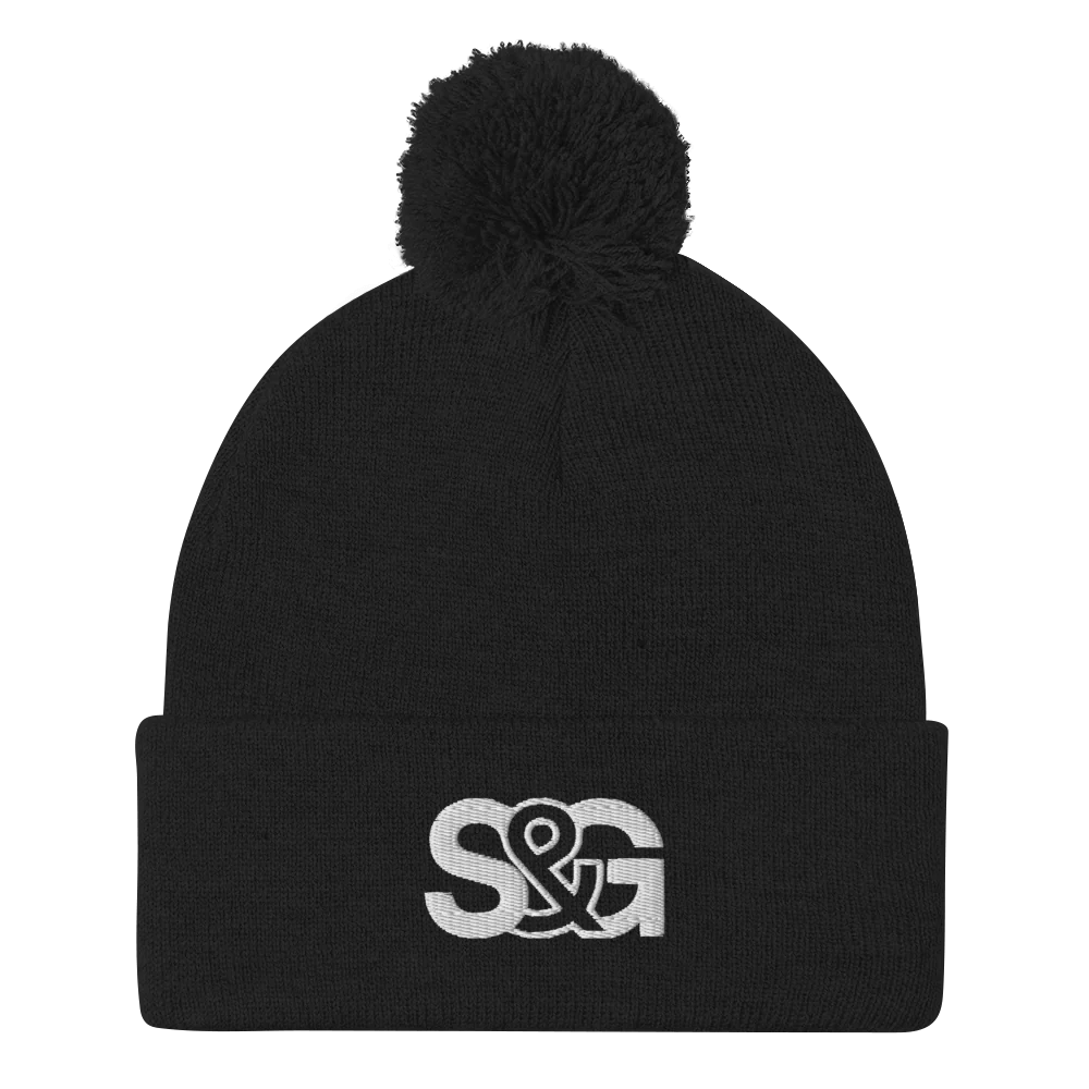 Black S and G pom-pom toque